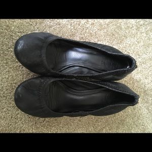 Tory Burch Leather & wood wedges